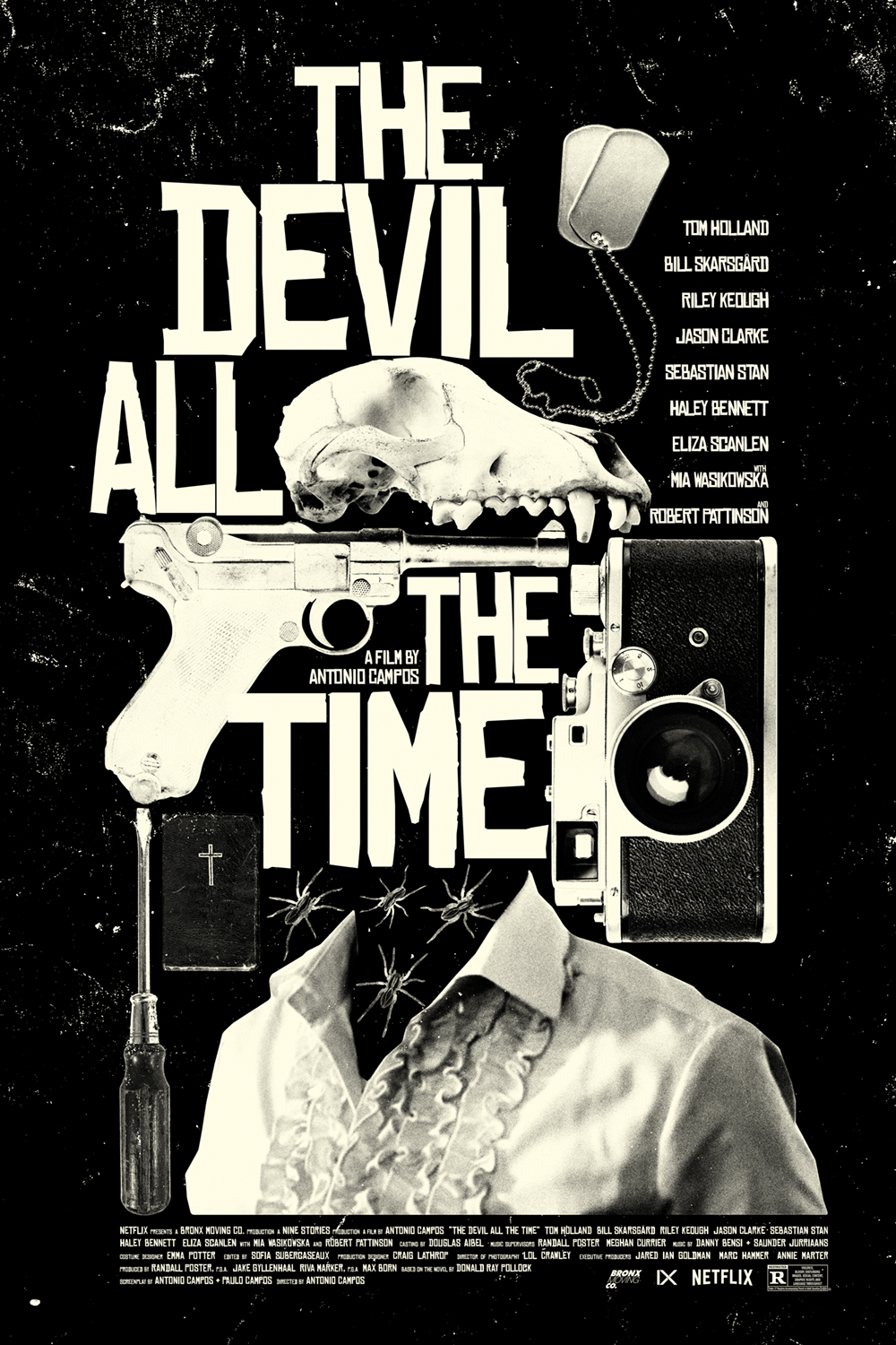 Movie poster for The Devil All the Time, collage of items