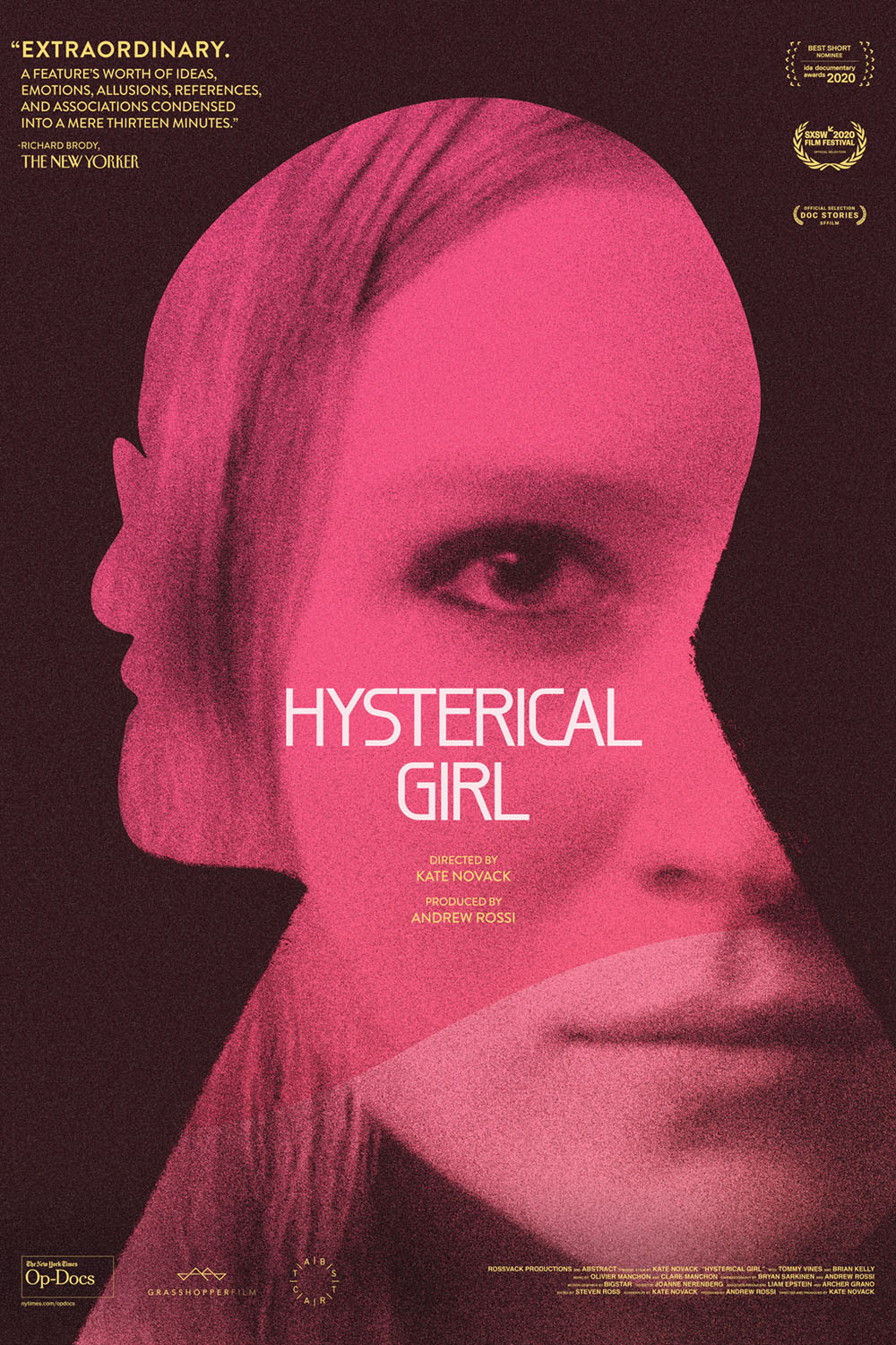 Movie poster for Hysterical Girl, woman's face in silhouette of man