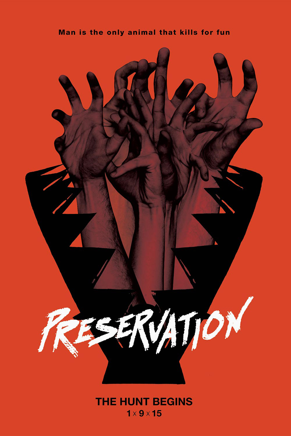 Movie poster for Reservation, hands reaching out of a bear trap