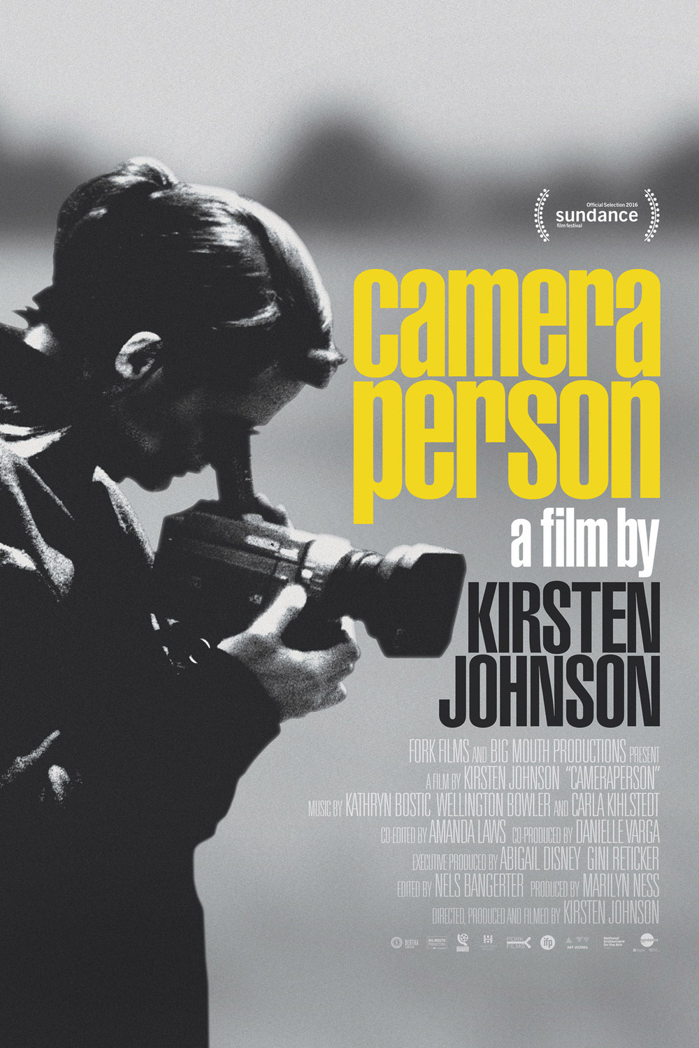 Movie poster for Camera Person, woman looking into camcorder