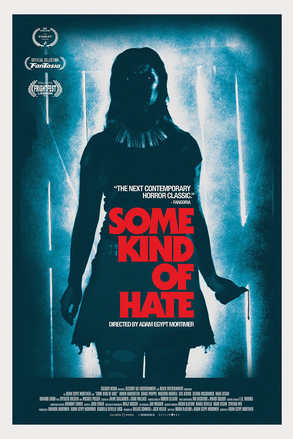 Movie poster for Some Kind of Hate, young woman in front of barn door