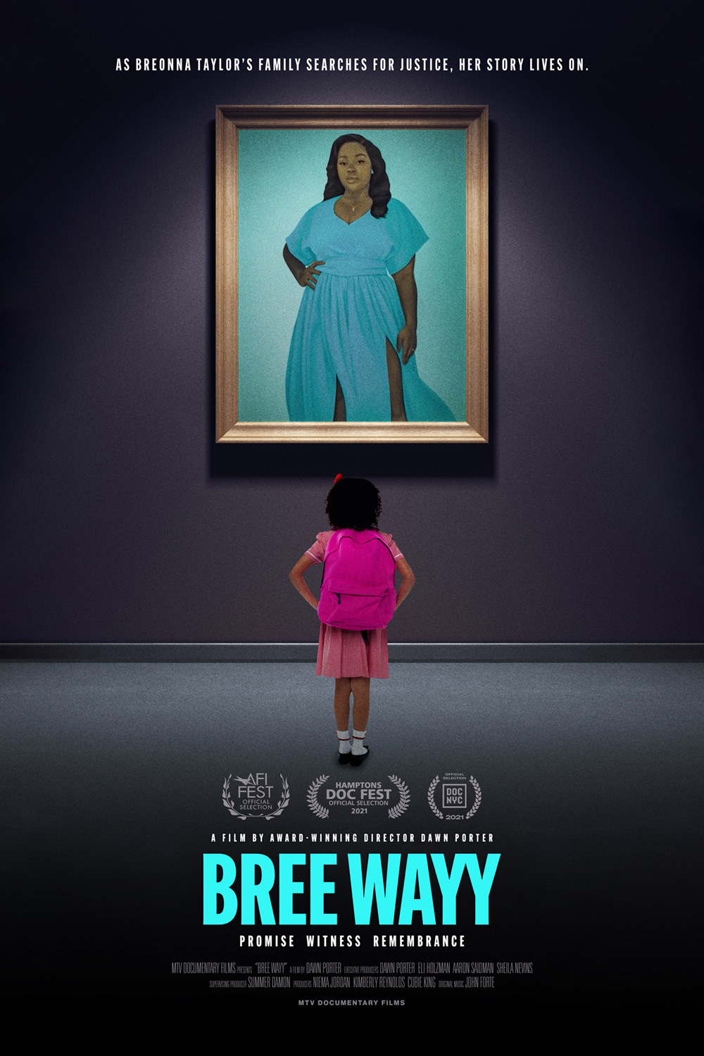 Movie poster for Bree Wayy, young girl standing in front of painting
