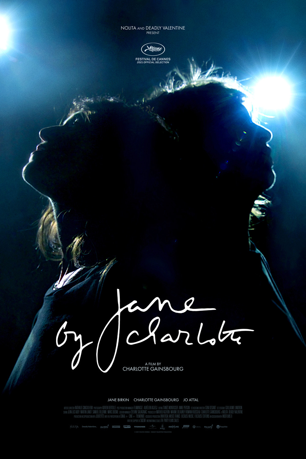 Movie poster for Jane by Charlotte, silhouettes of two women standing back to back