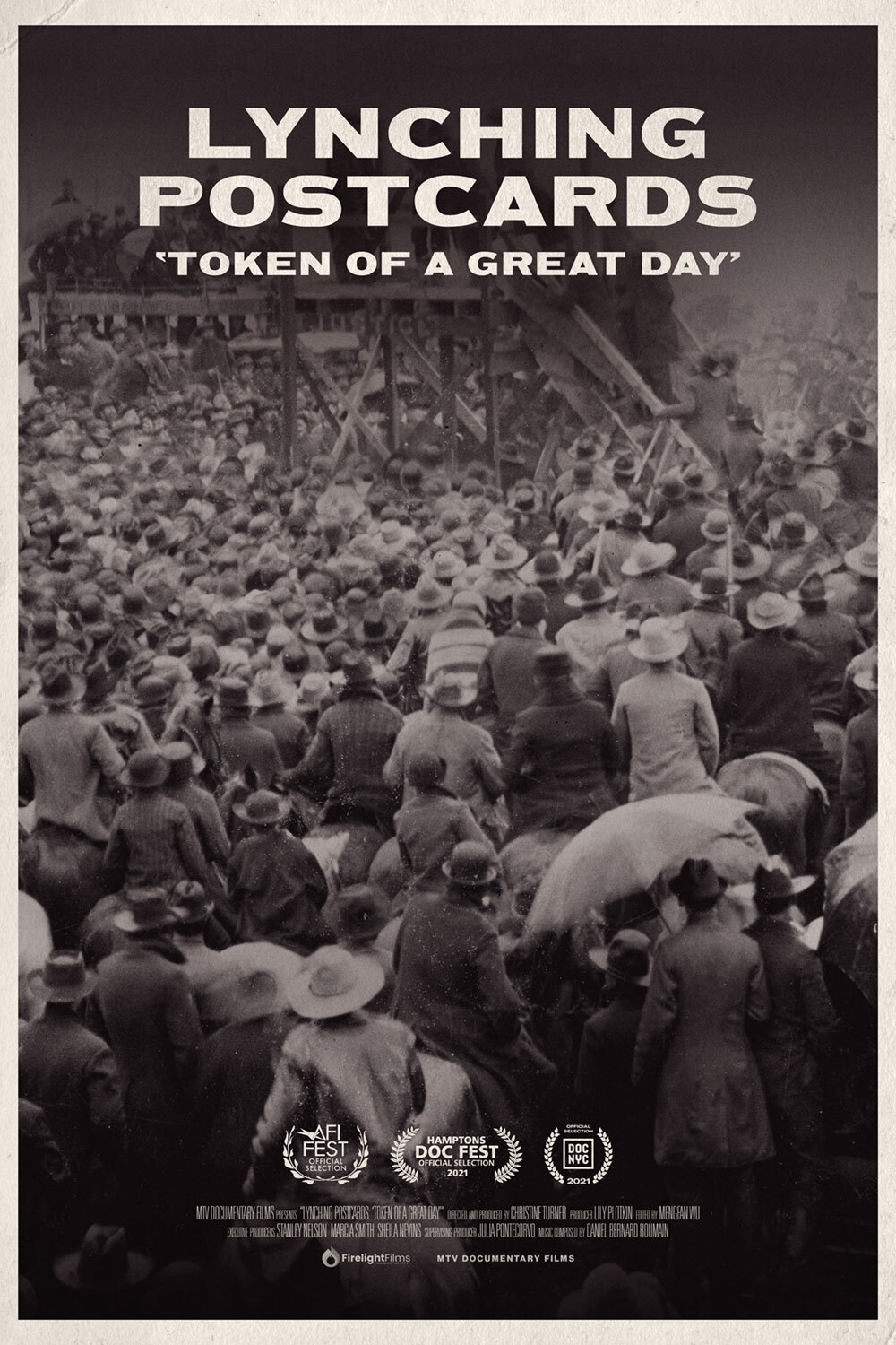 Movie poster for Lynching Postcards, crowd of people