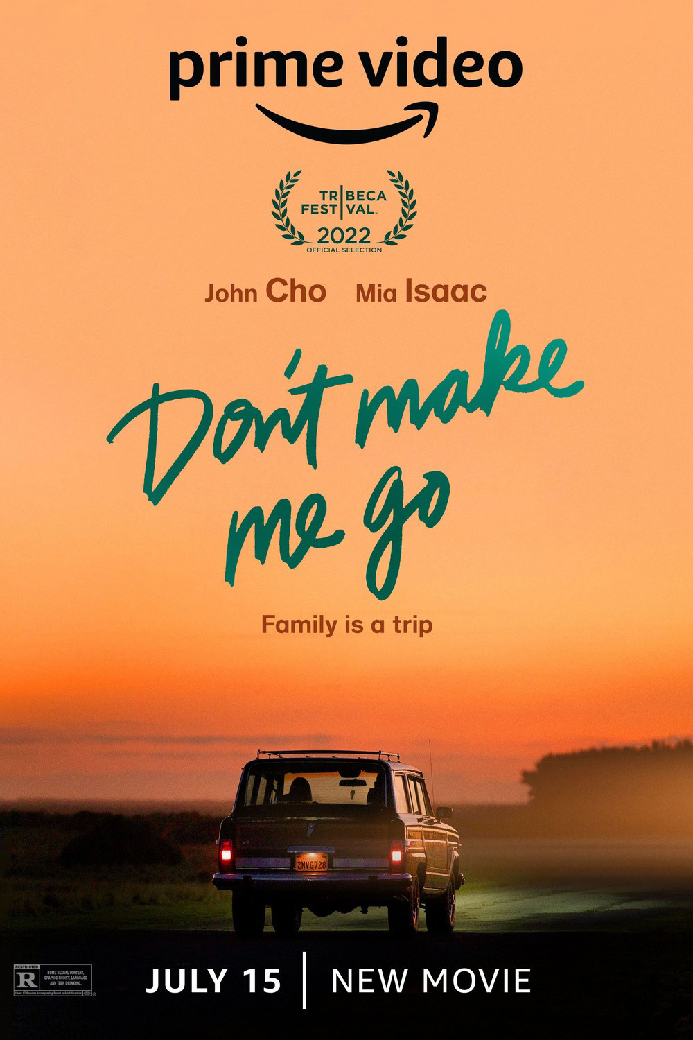 Movie poster for Don't Make Me Go, car driving into sunset