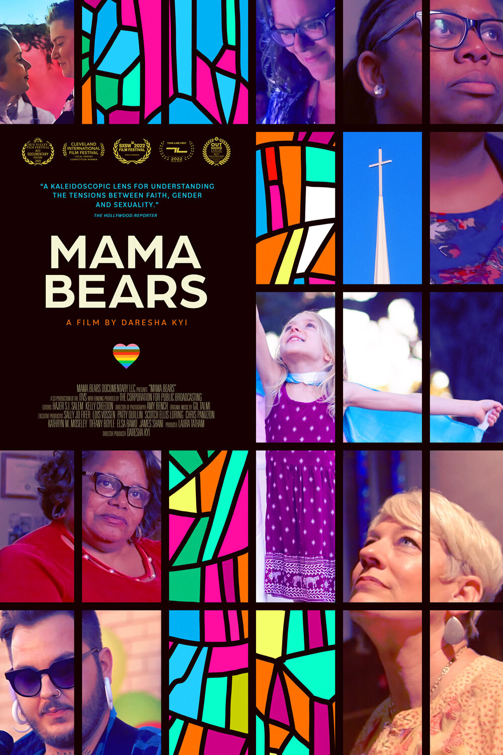Movie poster for Mama Bears, collage of characters and mosaic