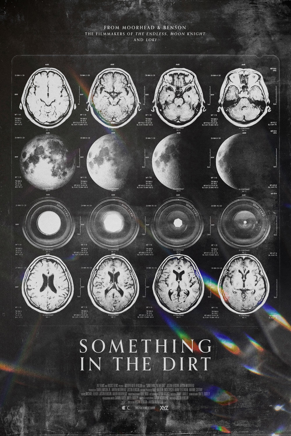 Movie poster for Something In The Dirt, images of brain scans in black and white