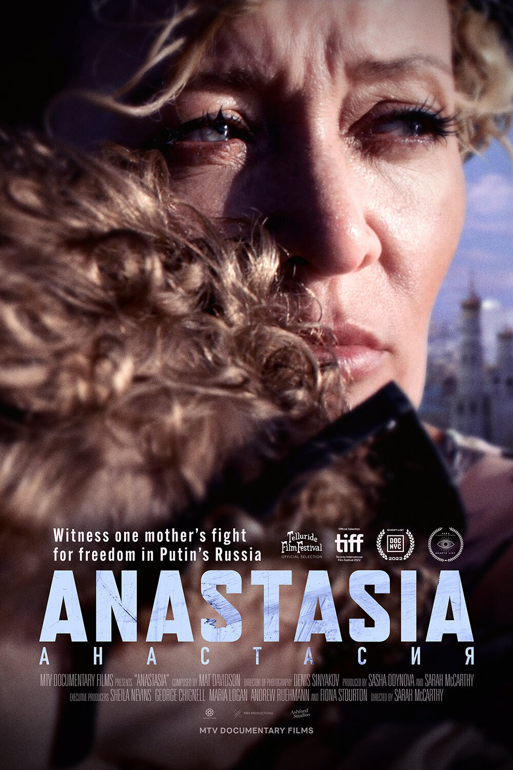 Movie poster for Anastasia, woman hugging child