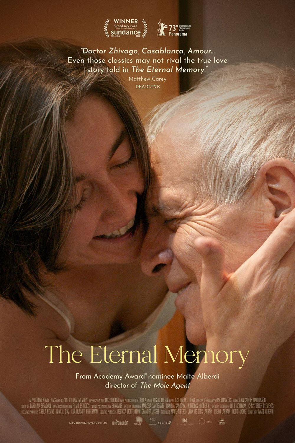 Movie poster for The Eternal Memory, woman holding man's face