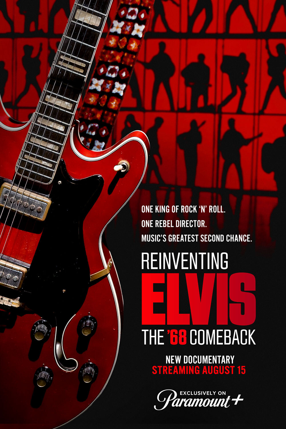 Movie poster for Reinventing Elvis, red guitar