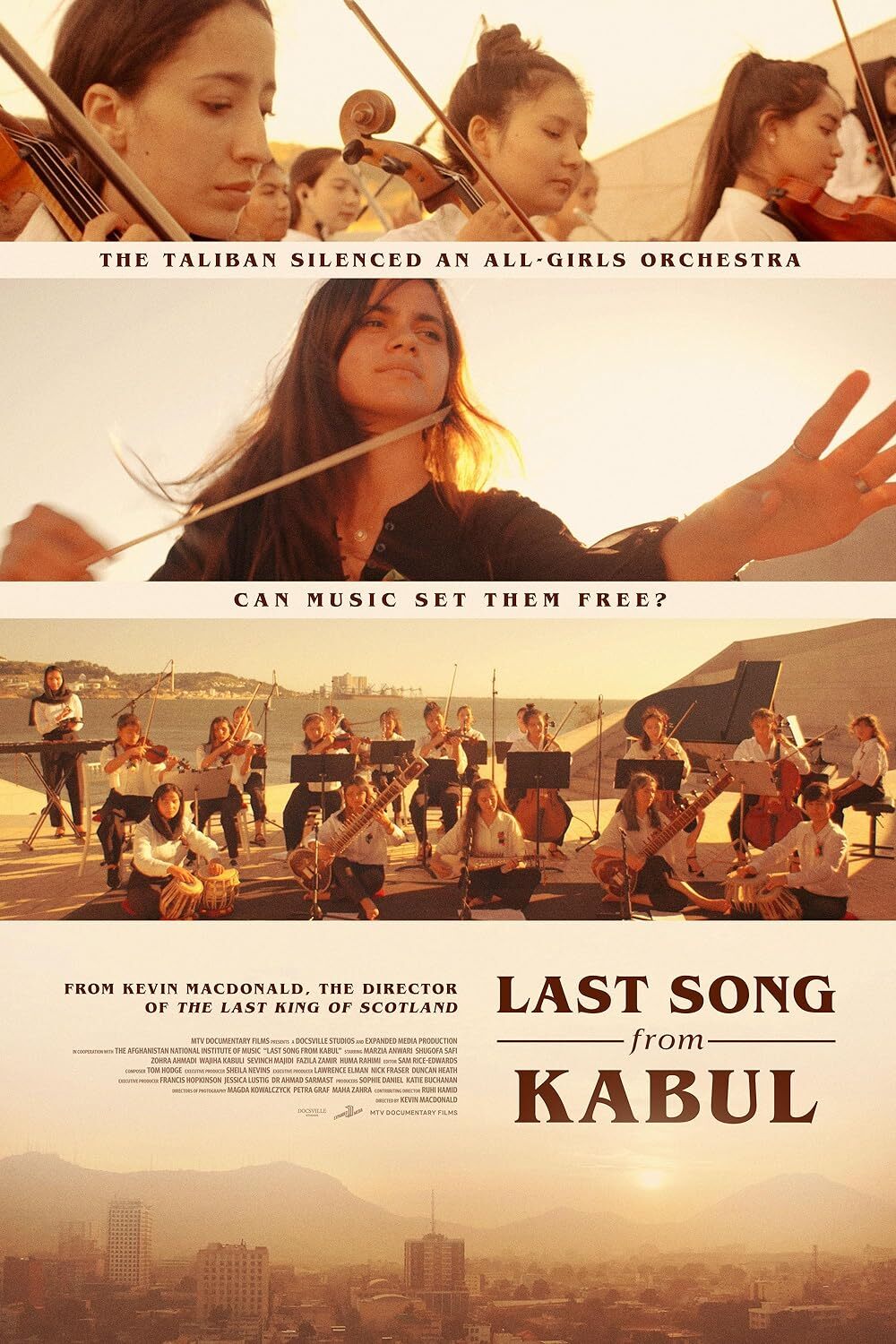 Movie poster for Last Song From Kabul, girls orchestra performing